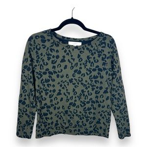 LOFT Green and Black Leopard Print Sweater